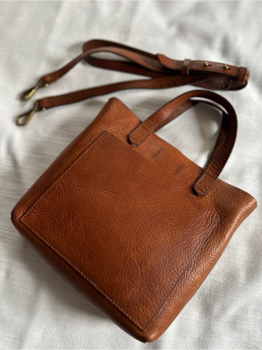 Madewell The Small Transport Leather Crossbody/Tote Bag in English Saddle Cognac